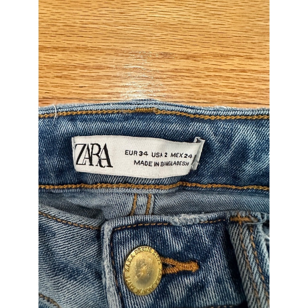 Zara Womens Sz US 2 EUR 34 Jeans Distressed Blue Medium Wash Denim‎ Mid Rise - Picture 8 of 10